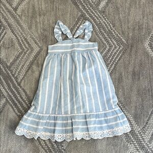 Janie and Jack AERIN Striped Halter Maxi Coastal Blue Striped Eyelet Dress